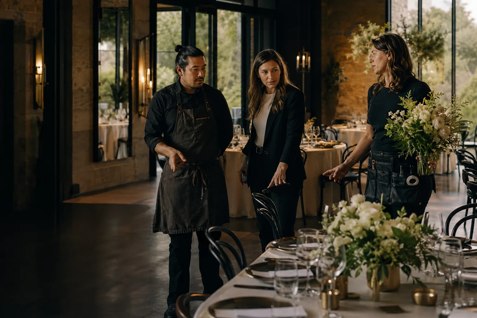 An event professional preparing their service